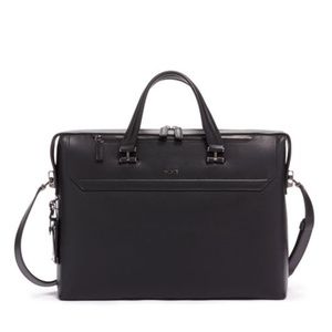 TUMI GAVIN SLIM BRIEF LEATHER BLACK ASHTON